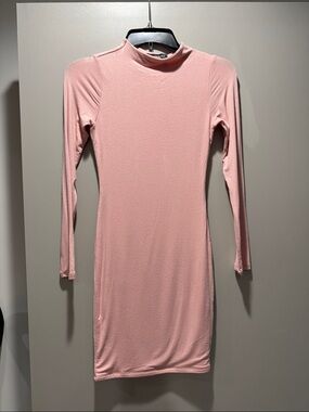 naked wardrobe NEW Blush Pink Long Sleeve Bodycon Dress small